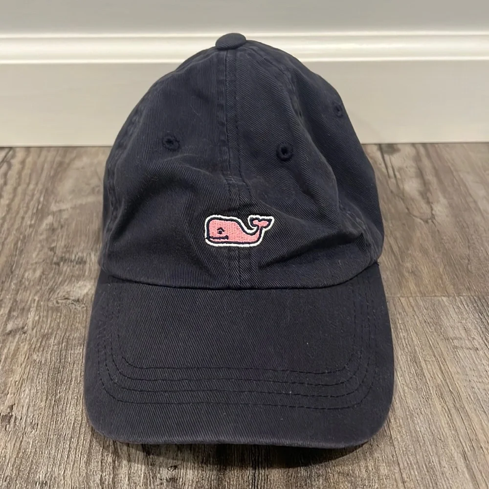 Vineyard Vines Whale Logo Adjustable Hook and Loop Navy Blue Baseball Cap